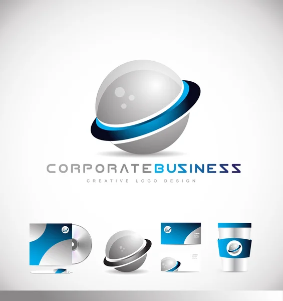 Corporate business logo 3d sfera — Vettoriale Stock