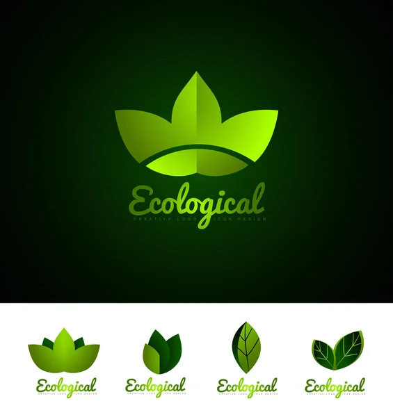 Diseño de icono de conjunto de logotipo de hoja ecológica — Vector de stock