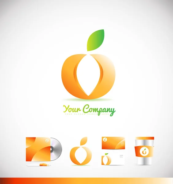 Design icona logo mela arancio frutta — Vettoriale Stock