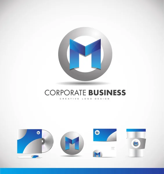 Alfabeto letra M logotipo da empresa — Vetor de Stock