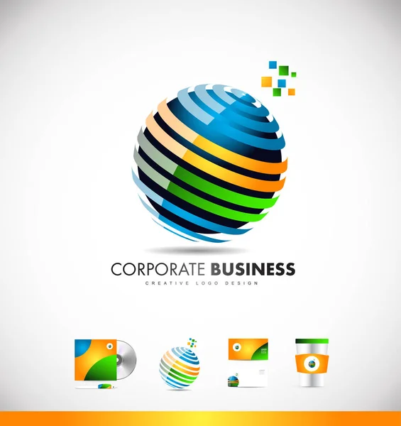 Empresa de design de ícone de logotipo esfera 3d corporativa — Vetor de Stock