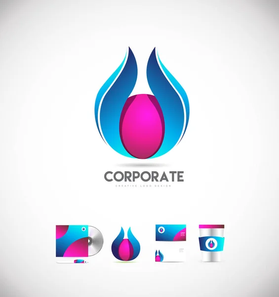 Diseño de icono de logotipo de flor corporativa abstracta — Vector de stock