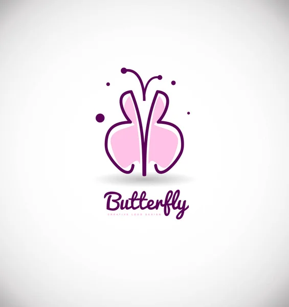 Icône logo papillon rose violet design — Image vectorielle