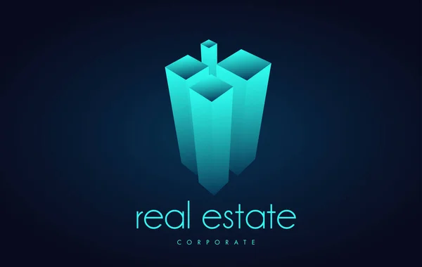 Immobilier bleu brillant logo icône design — Image vectorielle