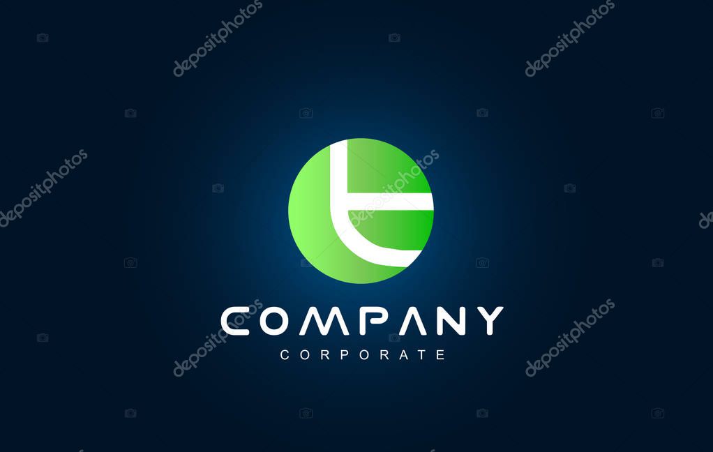 Alphabet small letter t green circle vector logo icon sign design template