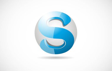 Alfabe harf S küre 3d mavi logo simge tasarım