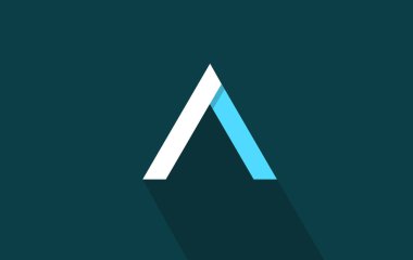 Alfabe harf uzun gölge logo simge tasarım