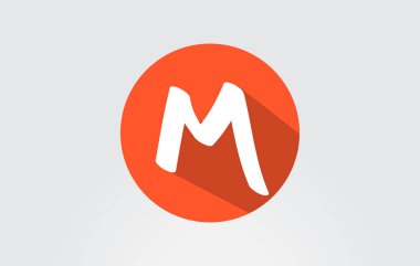 Alfabe harf M turna uzun gölge logo simge tasarım