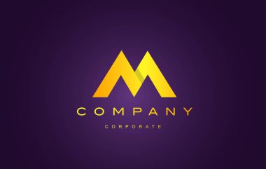 Alfabe harf M mor altın logo simge tasarım
