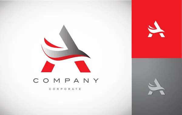Písmeno abecedy červené šedé stříbrné logo design ikony — Stockový vektor