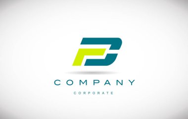  Alfabe harf D yeşil mavi logo vektör simgesi tasarım