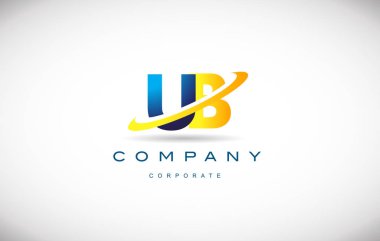  Alfabe harf Ub u b logo vektör simgesi tasarım