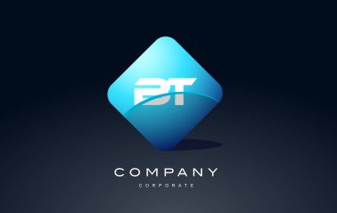 BT alfabe mavi altıgen mektup logo vektör simgesi tasarım