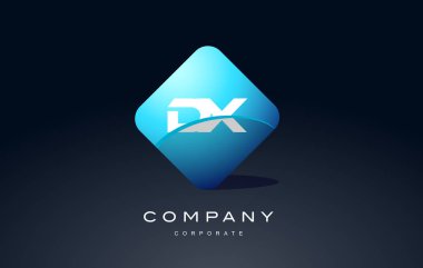 DX alfabe mavi altıgen mektup logo vektör simgesi tasarım