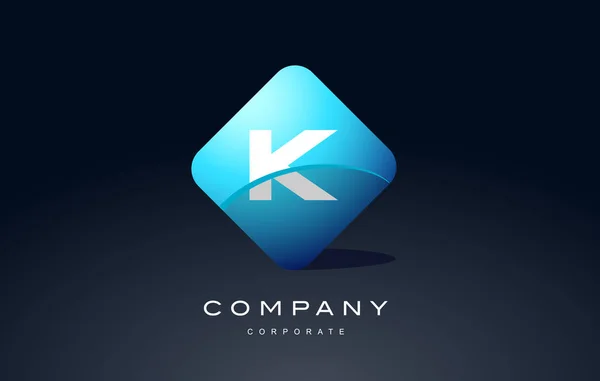 K alfabeto azul hexágono letra logotipo vetor ícone design —  Vetores de Stock