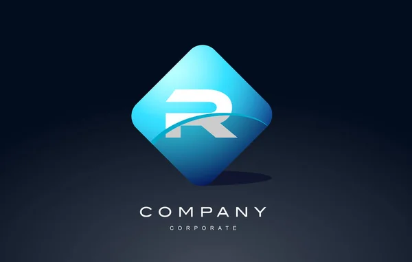 R alfabet blauwe zeshoek brief logo vector pictogram ontwerp — Stockvector