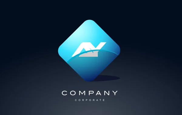 Ay alfabeto azul hexágono letra logotipo vetor ícone design — Vetor de Stock