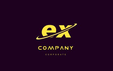 küçük alfabe sarı mektup logo vektör simgesi tasarım EX