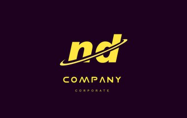 ND küçük alfabe sarı mektup logo vektör simgesi tasarım
