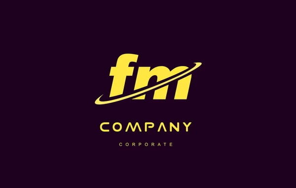 FM-kleine alfabet gele brief logo vector pictogram ontwerp — Stockvector