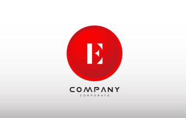 E harfi alfabe kırmızı daire nokta logo vektör tasarımı