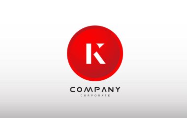 K harfi alfabe kırmızı daire nokta logo vektör tasarımı