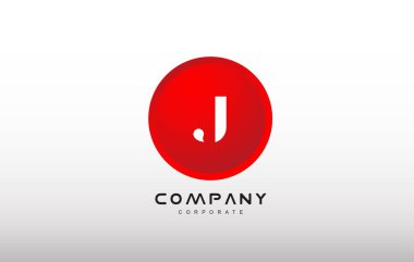 J harfi alfabe kırmızı daire nokta logo vektör tasarımı