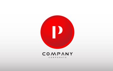 P harfi alfabe kırmızı daire nokta logo vektör tasarımı