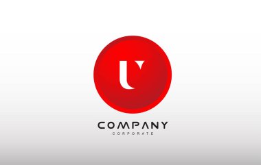 U harfi alfabe kırmızı daire nokta logo vektör tasarımı