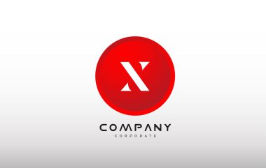 X harfi alfabe kırmızı daire nokta logo vektör tasarımı