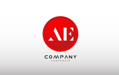 AE harf alfabe kırmızı daire nokta logo vektör tasarımı