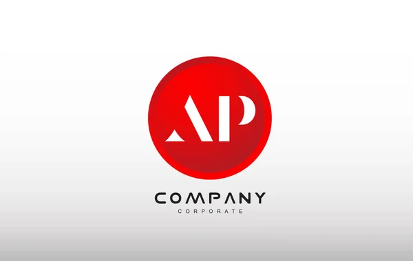 AP letter alphabet red circle dot logo vector design — Stock Vector