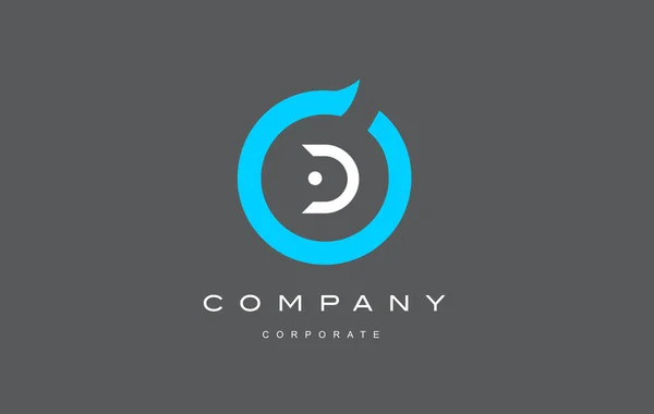 D harfi alfabe mavi daire logo vektör tasarımı — Stok Vektör