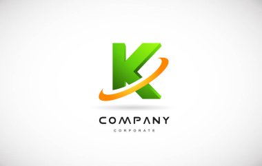 k şirket logosu yeşil harf alfabe 3d tasarım şablonu