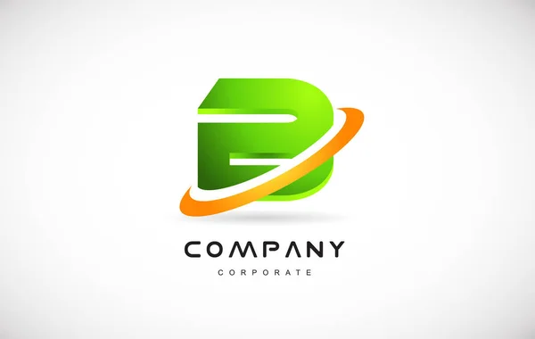 B şirket logosu yeşil harf alfabe 3d tasarım şablonu — Stok Vektör