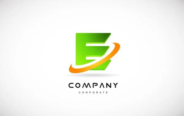 E logo de l'entreprise lettre verte alphabet modèle de conception 3d — Image vectorielle