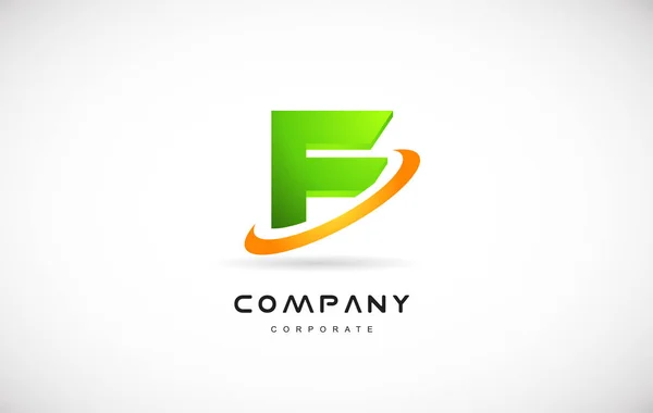 F entreprise logo lettre verte alphabet modèle de conception 3d — Image vectorielle