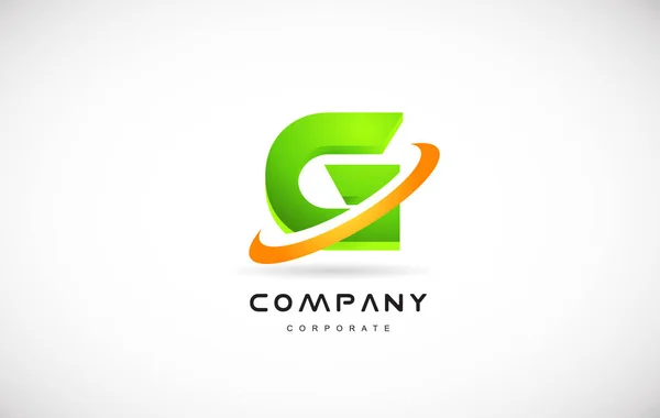 G company logo green letter alphabet 3d design template — Stock Vector