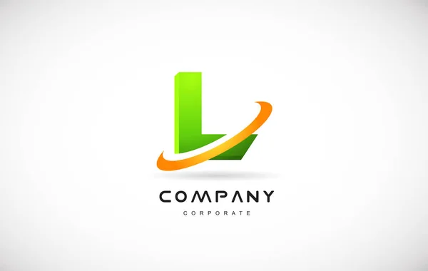 L logotipo da empresa letra verde alfabeto 3d modelo de design —  Vetores de Stock