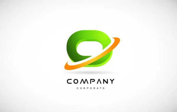 O azienda logo verde lettera alfabeto modello di design 3d — Vettoriale Stock