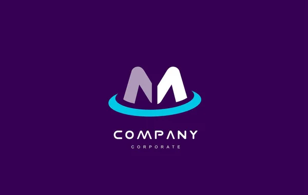 M company logo cyan magenta letter alphabet design template — Stock Vector