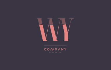 WY w y pembe vintage retro mektup şirket logosu simgesi tasarım