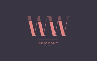 WW w pembe vintage retro mektup şirket logosu simgesi tasarım