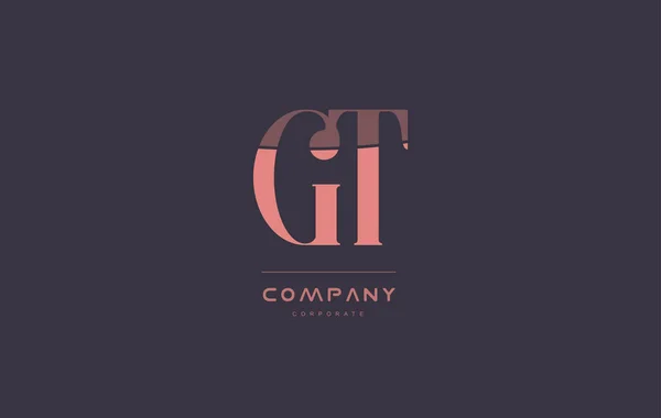 Gt g t ροζ vintage ρετρό επιστολή λογότυπο εταιρείας σχεδιασμός εικονίδιο — Διανυσματικό Αρχείο