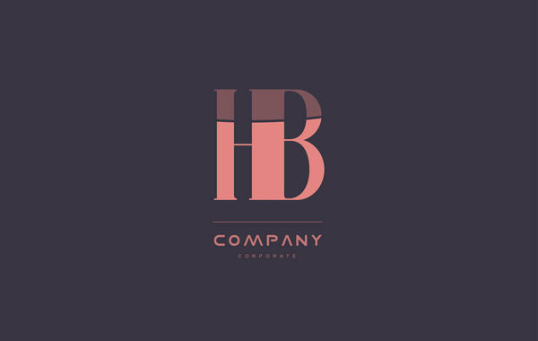 hb h b pink vintage retro letter company logo icon design