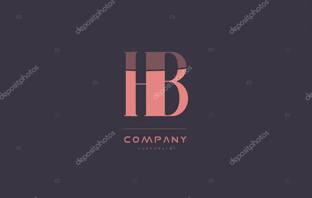 Hb h b vintage retro pink alphabet company blue grey letter logo design creative vector icon template