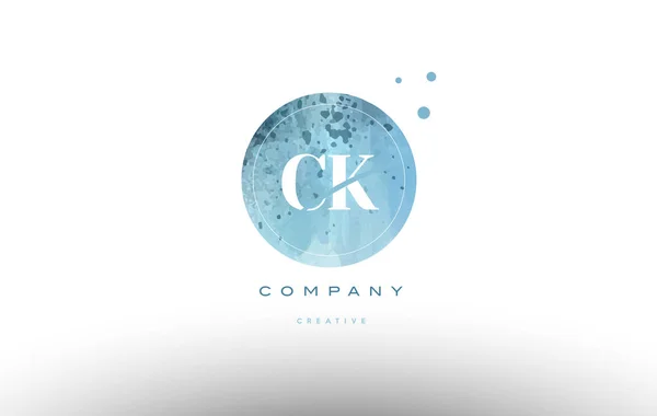 Ck c k acuarela grunge alfabeto vintage letra logo — Vector de stock