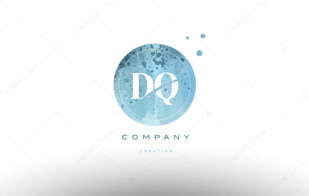 Dq d q  watercolor grunge vintage alphabet company letter combination logo circle design vector icon template