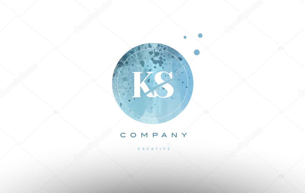 Ks k s  watercolor grunge vintage alphabet company letter combination logo circle design vector icon template