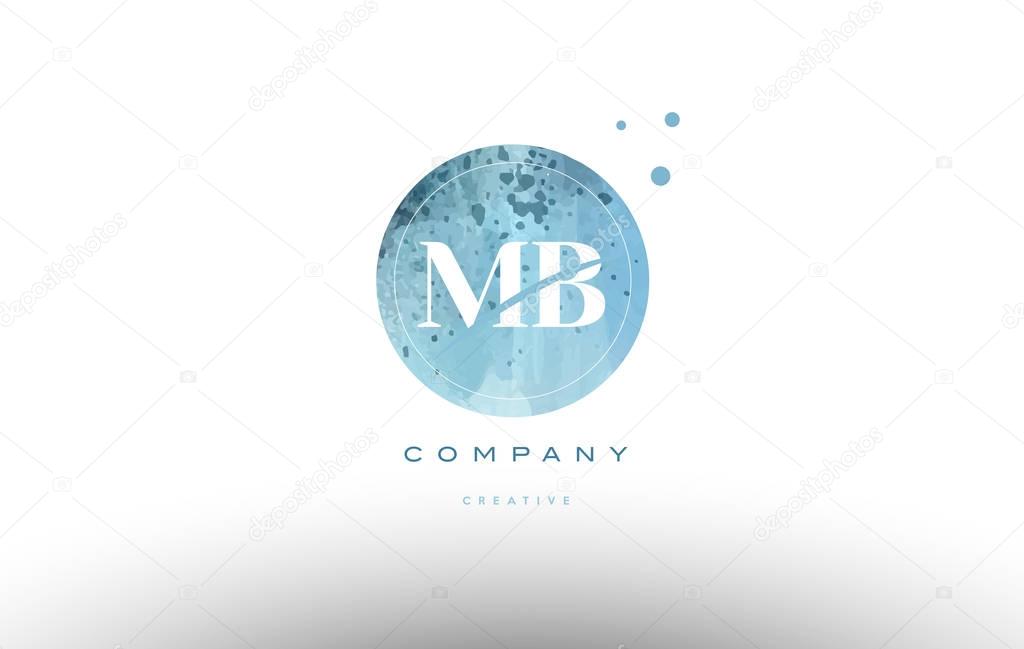 mb m b  watercolor grunge vintage alphabet letter logo